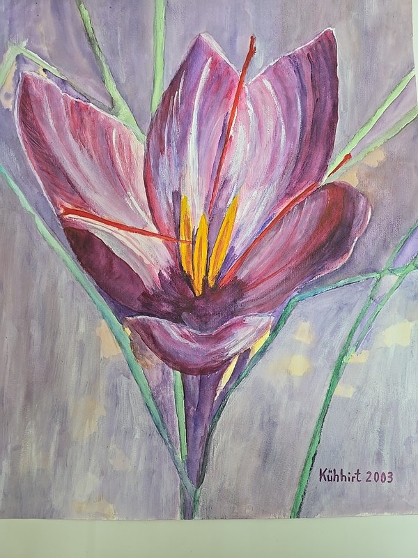 Watercolour Painting on Cardboard Flower 2-Size 60cmx50cm by KÜHHIRT 2001-No Frame gallery
