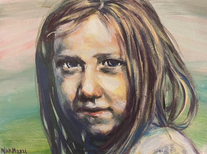 Martina McBride- Concrete Angel- (Angela) 6x8in painting- artist Nick Mears