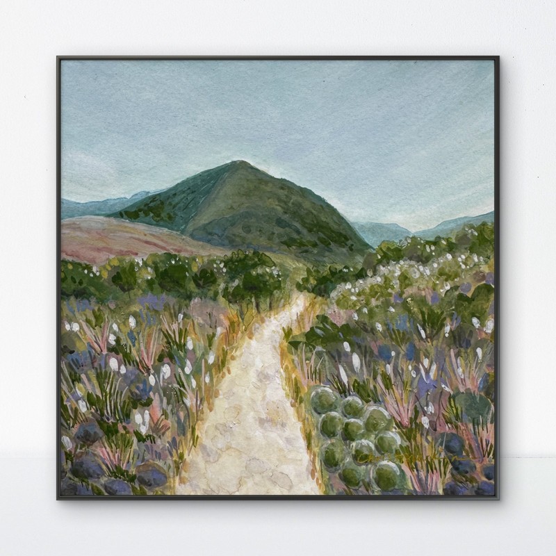 Original Landscape Painting Gouache 6 x 6 Mountains Guadalupe National Park Art gallery