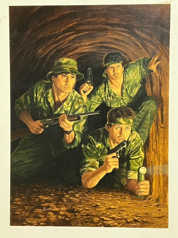 George A. Bush Original cover Art oil painting «Tunnel Rats Mud & Blood» 1989
