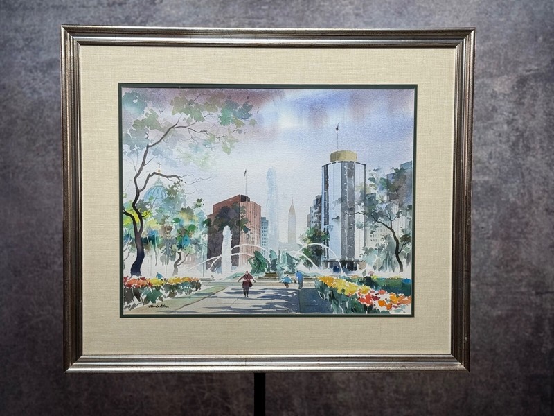 Howard Watson Logan Square Watercolor Original Painting Framed