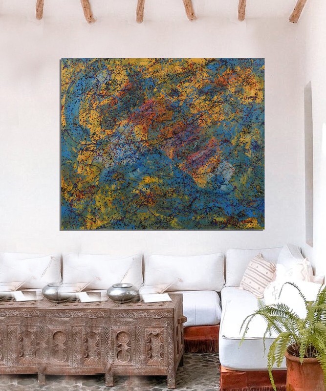 Jackson Pollock style Professional￼ Artist Canvas￼ painting￼ 72”X60”Abstract,6ft gallery