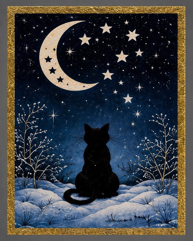 ACEO Limited Edition Print Set Four Seasons Cat Art 3.5x2.5 gallery
