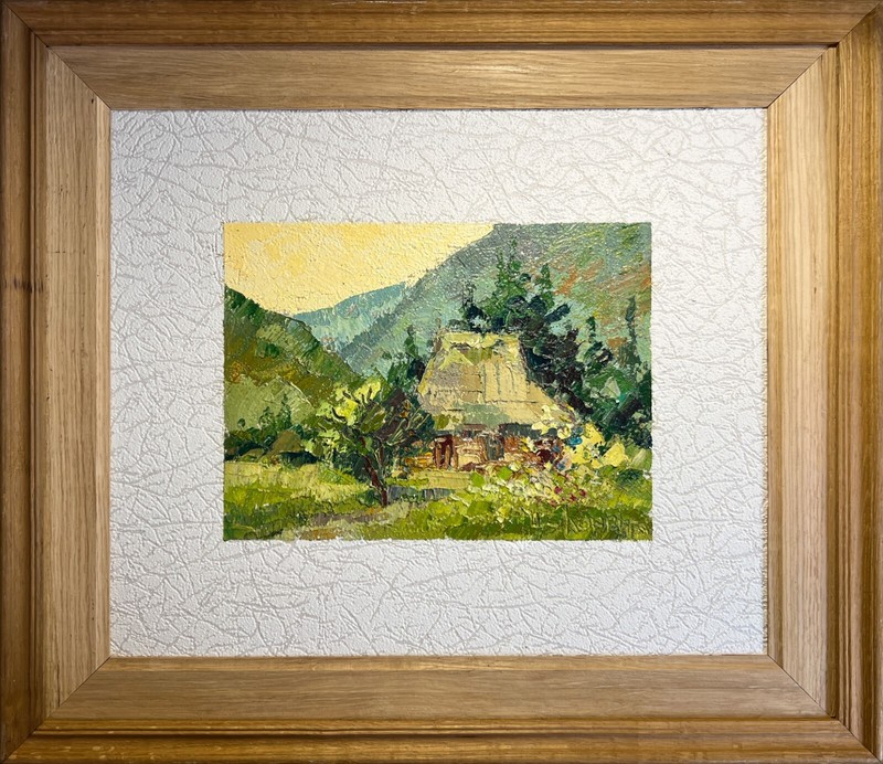Oil painting An old house Ukrainian painter Paper Framed original landscape gallery