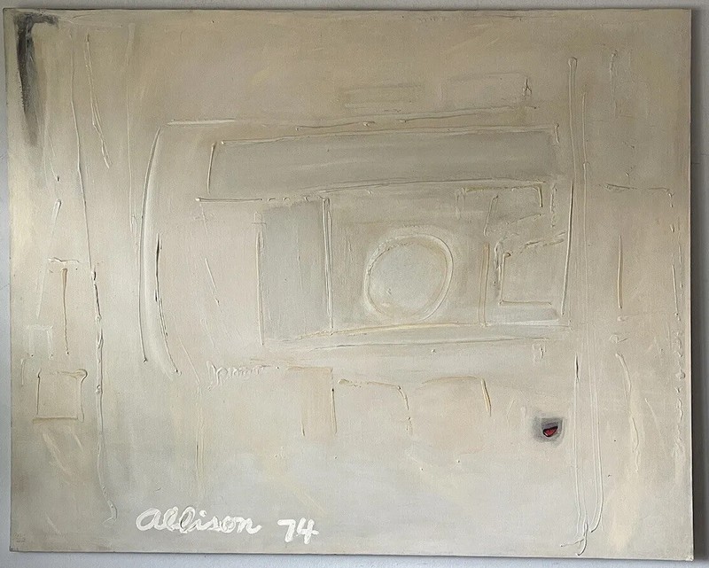 LARGE VINTAGE MODERN ABSTRACT EXPRESSIONIST OIL PAINTING OLD MODERNISM 1974