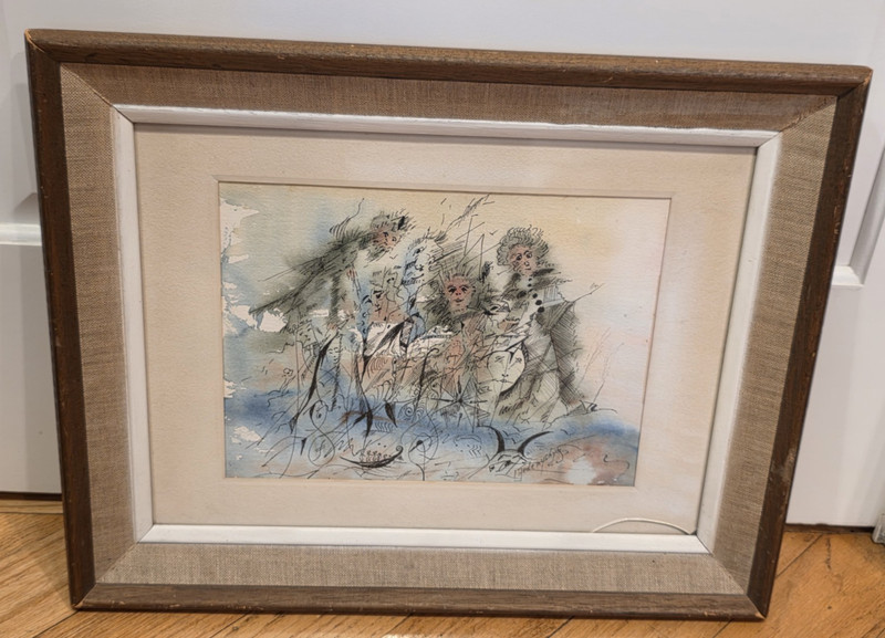 MCM Watercolor Painting Ink Drawing on Paper circa ’40 early 60 I. Fedenyshyn