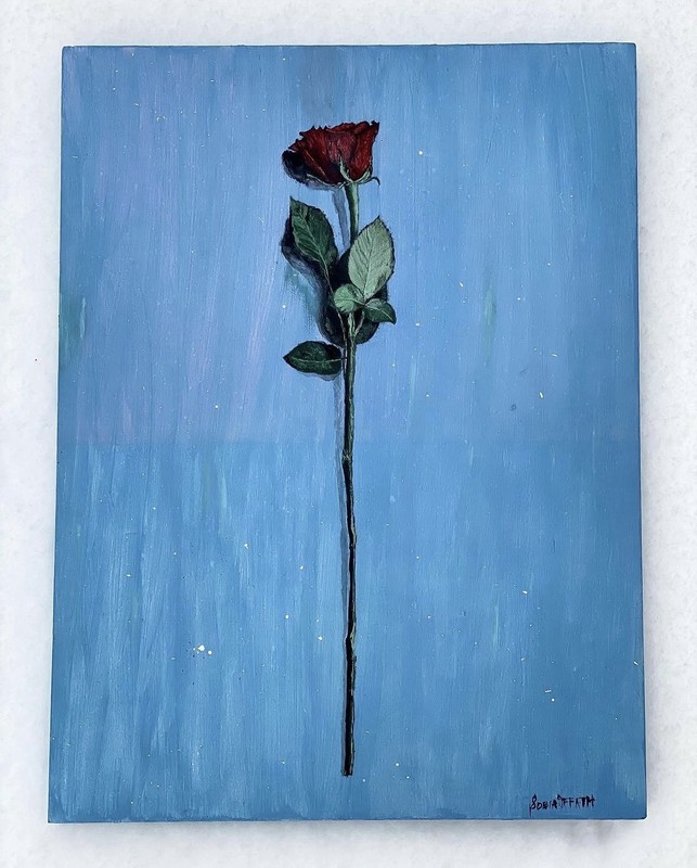 Original acrylic painting on Wooden Panel Beauty & The Beast Enchanted Rose 🥀