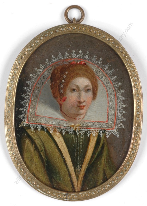 Scipione Pulzone-Follower «Portrait of a red-haired lady», oil on copper, 16th C