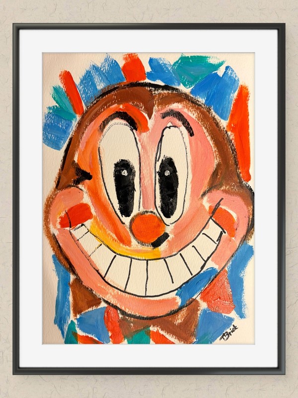 Original Abstract Cartoon Painting on Paper 9x12 Expressionist Art Color Study gallery