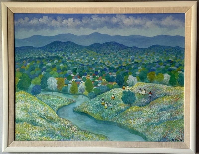 FINEST AURELIO PESCINA MEXICAN LANDSCAPE OIL PAINTING VINTAGE MODERN MEXICO 1969