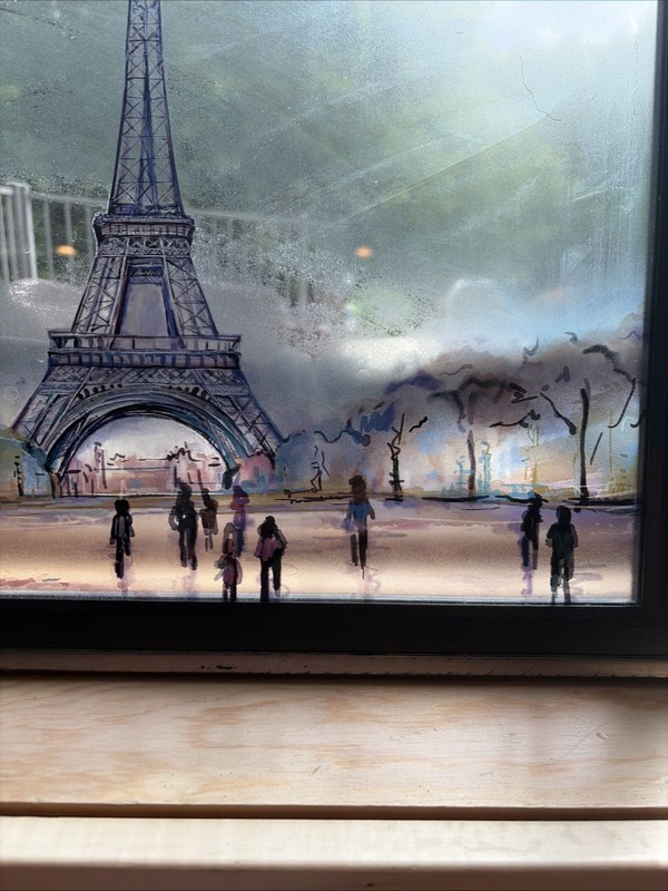 Eiffel Tower Reverse Glass Watercolor Painting 15″x 20″ S0167.4