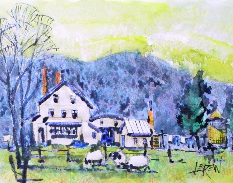 Larry Lerew OOAK contemporary original landscape signed painting mixed media COA