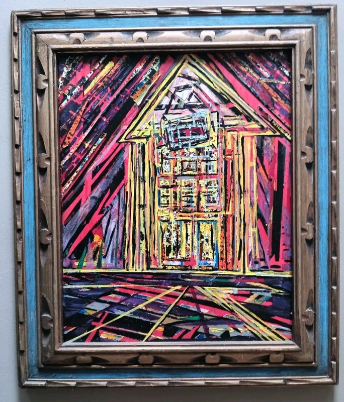 Original Acrylic Mixed Media Abstract Painting 20″ X 16″ Framed 26.5″X22.5″ 1OAK