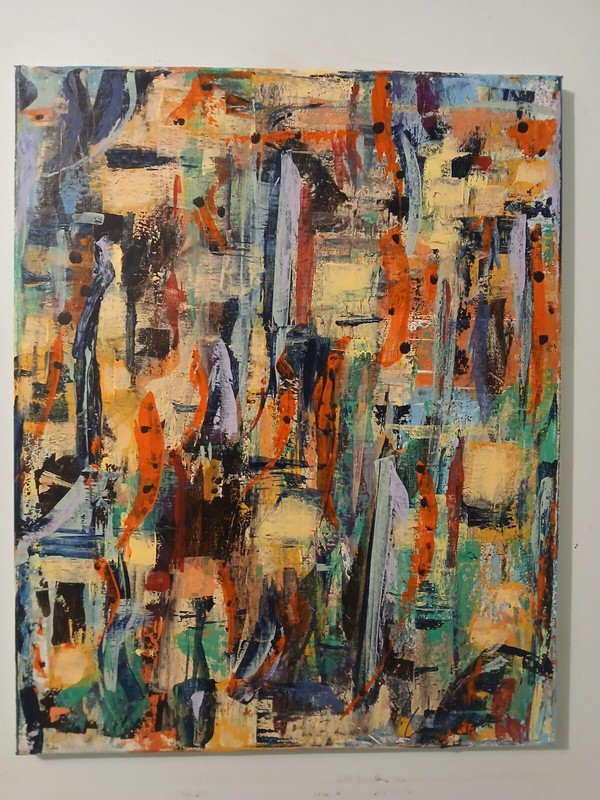 original abstract acrylic painting on canvas "Walking By" gallery