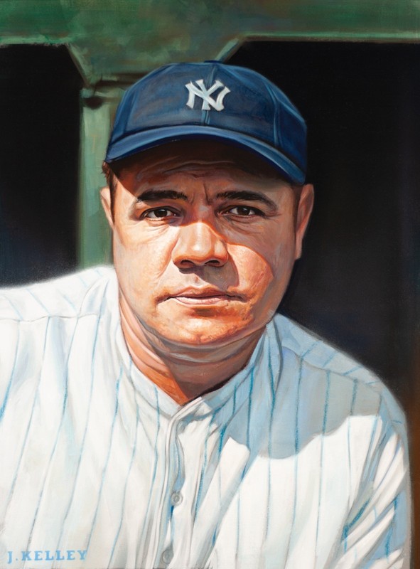 BABE RUTH Original Painting on Board by JARED KELLEY signed by artist 1/1