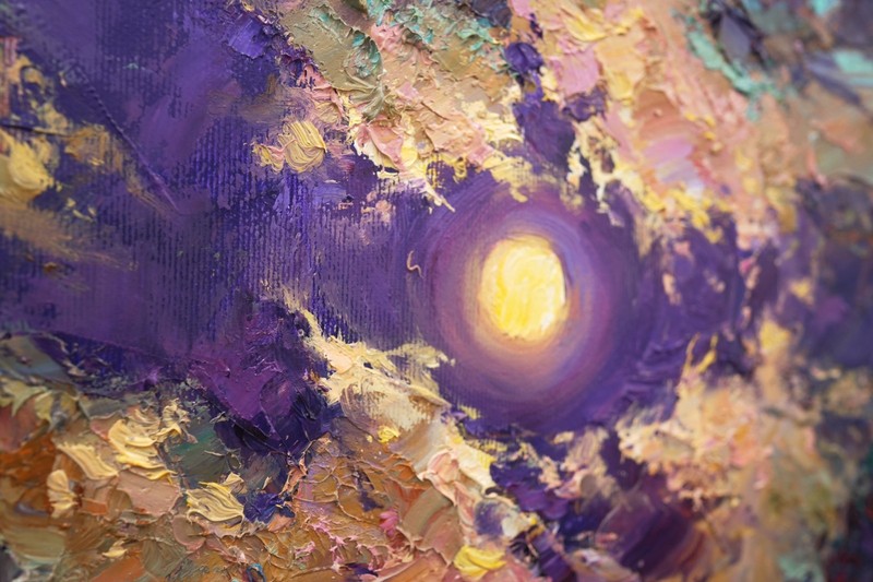 Original Oil Painting Moonlight Night Landscape Lake Art Canvas by A Onipchenko gallery