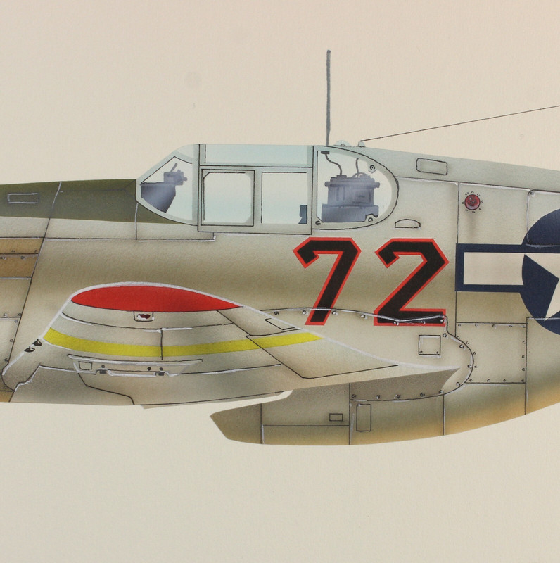 ORIGINAL artwork - signed WW2 Tuskegee Mustang ace Buddy Archer - Afro American gallery