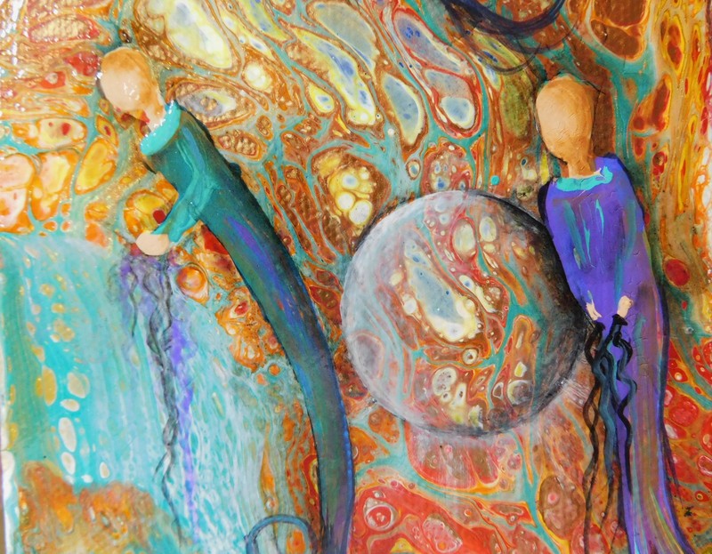 Souls Heavenly Realm Abstract enhanced Pour Painting Original Art by Rain Crow gallery