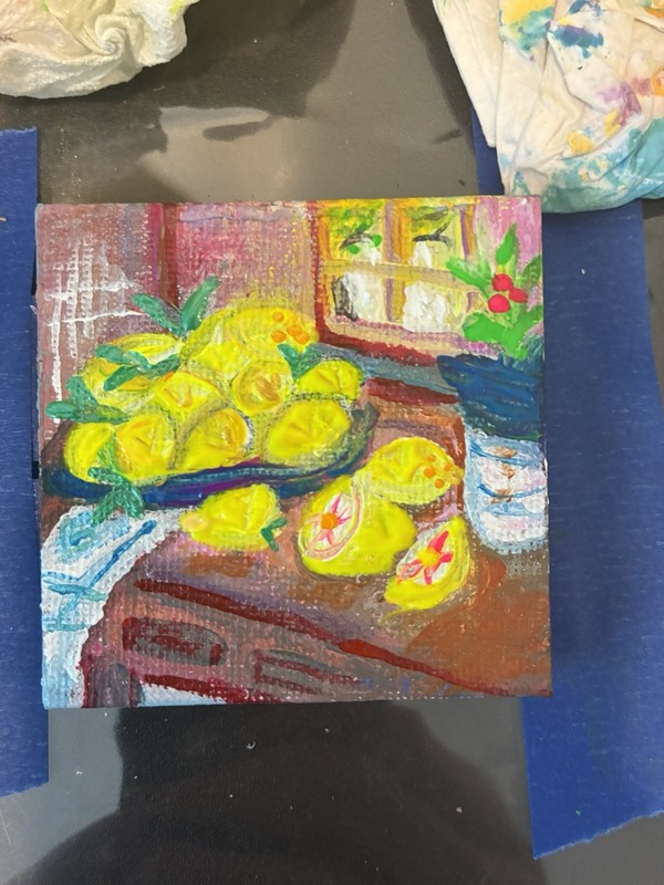 BLESSED#1421 Lemons in Kitchen Memory Original Miniature 2.5x2.5 inch Art gallery