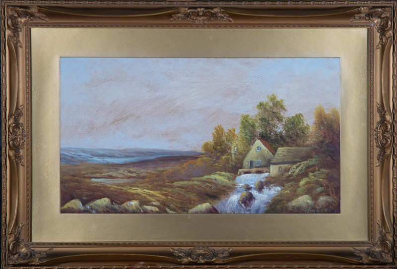 George Jennings (1872-1930) – Early 20th Century Oil, Cottages and Waterfall