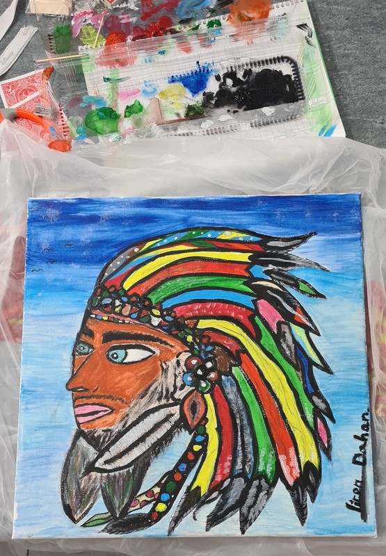 Original Painting "Colorful Indian" 40X40 Acrylic on Canvas By Liron Dahan gallery