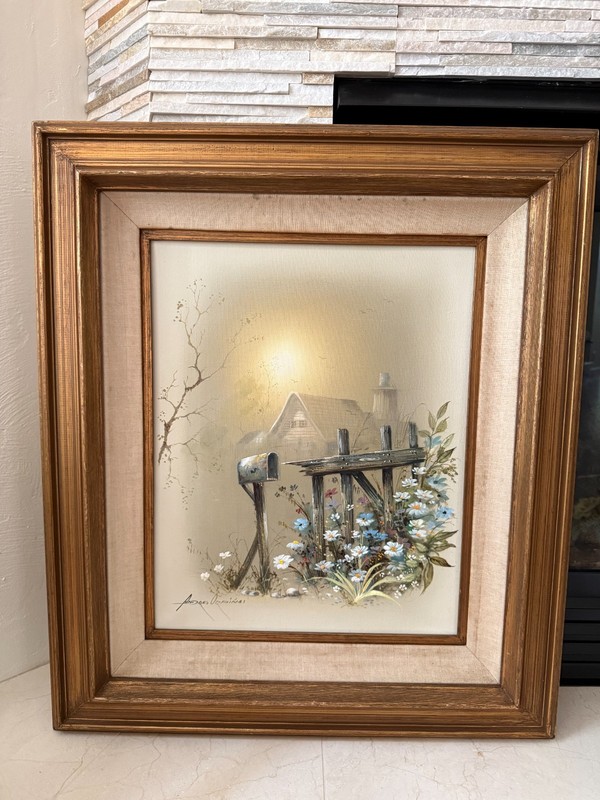 Vintage Andres Orpinas Original Oil Canvas Misty Country Setting, 30″x26”