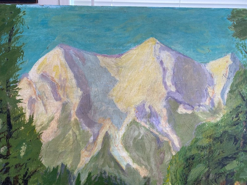 Mountain Landscape western Landscape Painting Oil board Signed Betty Raulerson gallery