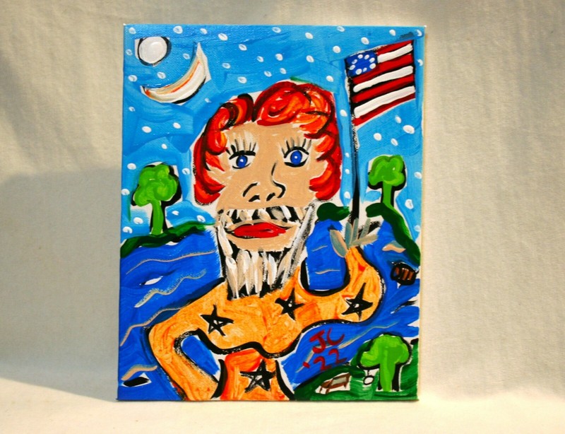 BEARDED LADY CIRCUS CARNIVAL FREAK SIDE SHOW Jr CHARLIE FAST POLITICAL FOLK ART gallery