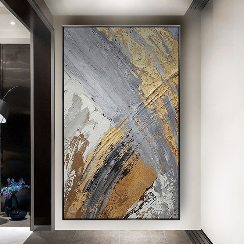 Abstract Gold Foil Thick Texture Cuadros Line Handmade Canvas Oil Painting gallery