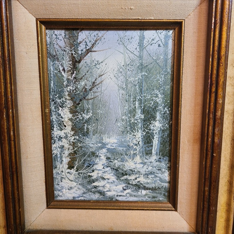 Original Winter Oil Painting by Carl Madden Framed 12.5"x10.5" gallery