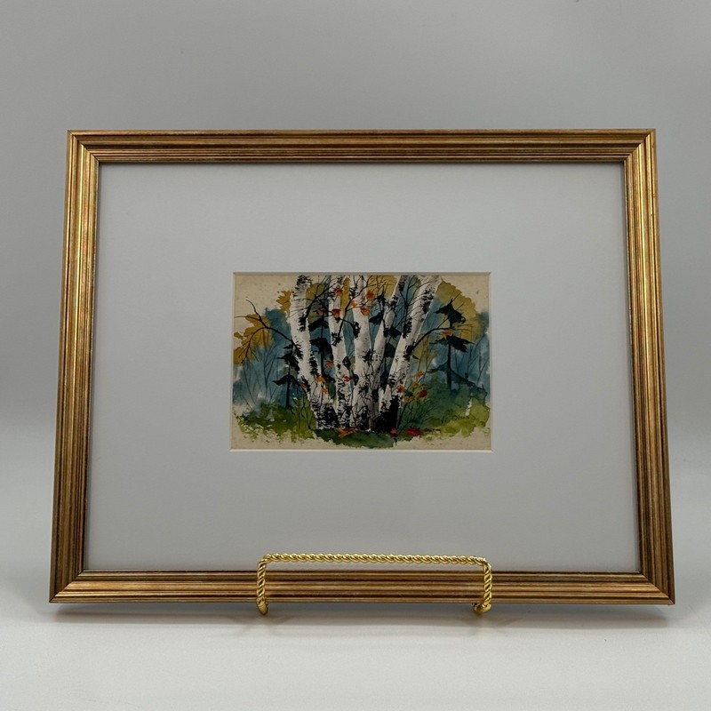 Original Birch Tree Watercolor Landscape Painting by Minnesota Artist Vi Olson gallery