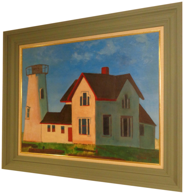 TOBIN, 1957 EASTERN POINT LIGHTHOUSE, CAPE ANN GLOUCESTER MA VINT SGND O/B, FRMD gallery