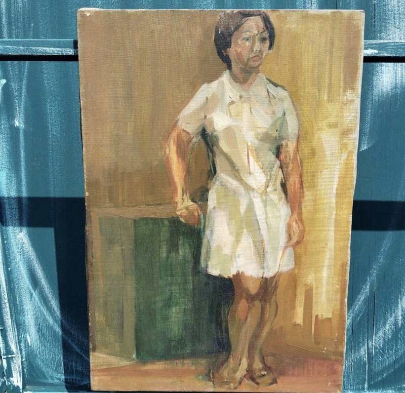 Atsuta Ryuichi Oil Painting Portrait Study Woman F15