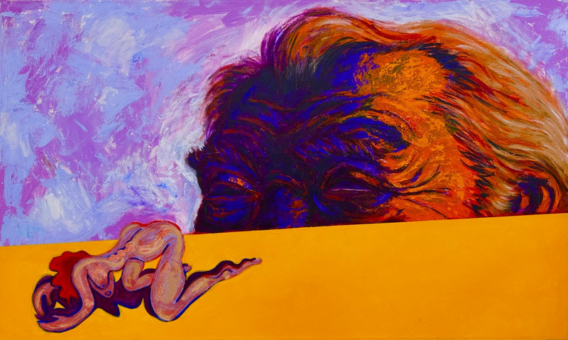 LARGE Unframed Original Oil Painting on Canvas Signed «OFFERMAN», Titled: god