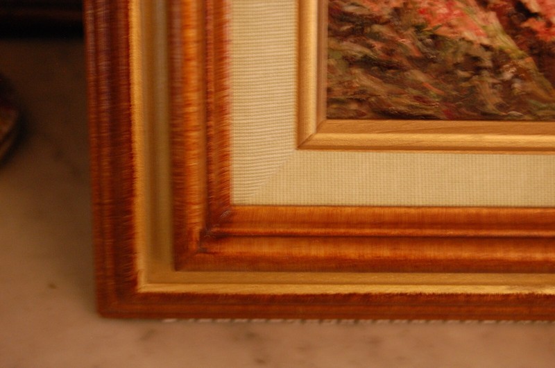 FRAMED SIGNED ORIGINAL IMPASTO OIL RIVER AND FOREST COUNTRY SCENE ARTIST M SCOTT gallery