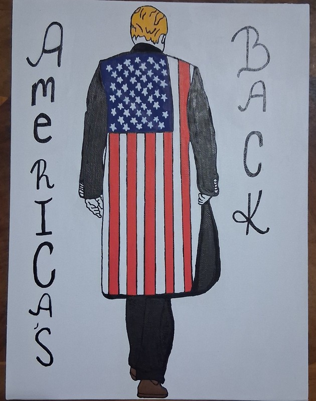 TRUMP ÀMERICAS BACK 12X9 ARTIST RENDITION HANDMADE COLORED SIGNED PAINTING