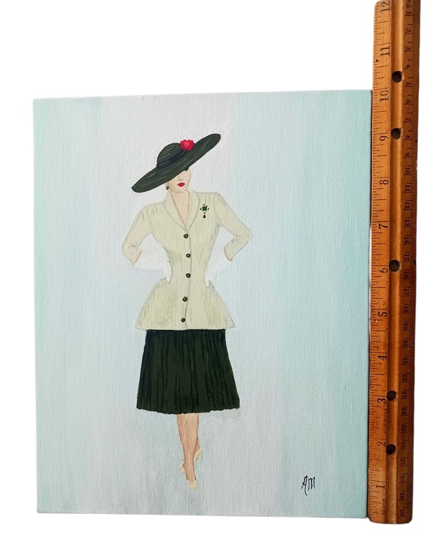 8" x 10" Signed Original Art Hand Painted Woman Model, Fashion Art Modeling gallery