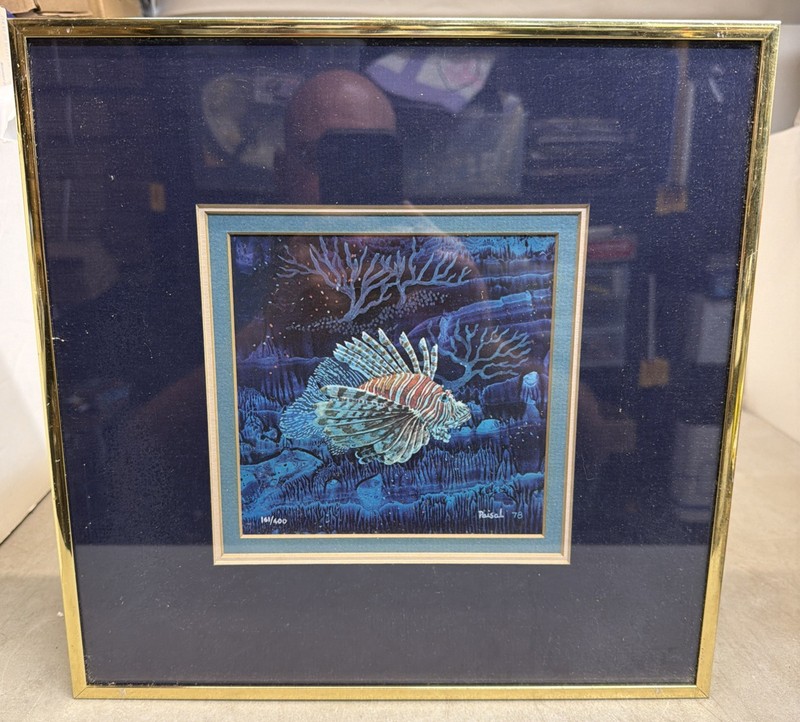 Lionfish On A Reef Framed Art by Paisal 78 1978 – Numbered #161 Of 400
