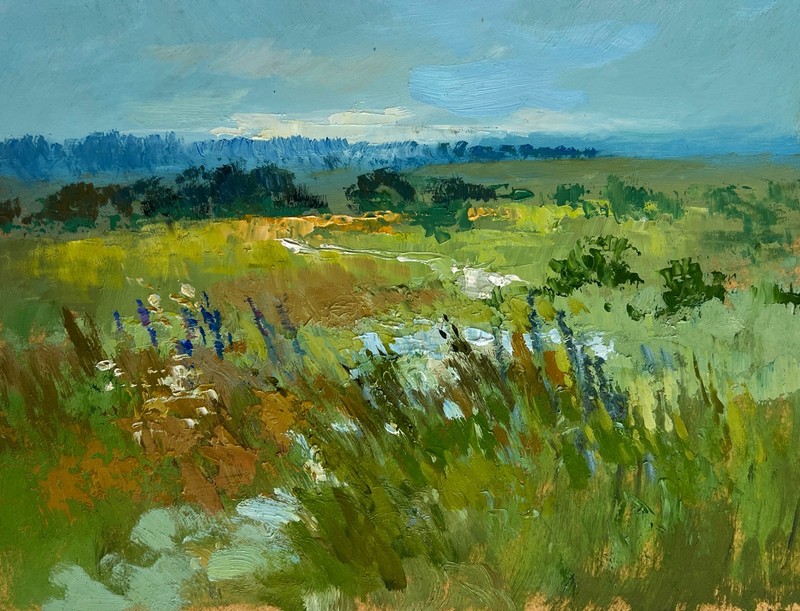 Oil Painting On The Summer Flower Meadows Y. Suprunchuk Original nAA4438
