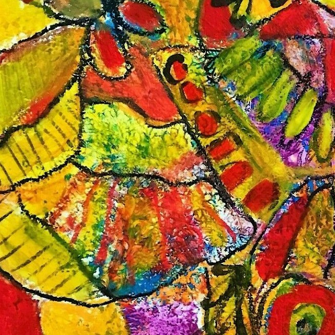 ABSTRACT PAINTING FLOWER ORIGINAL ART ORIGINAL CONTEMPORARY ART DECOR 12" #A231 gallery