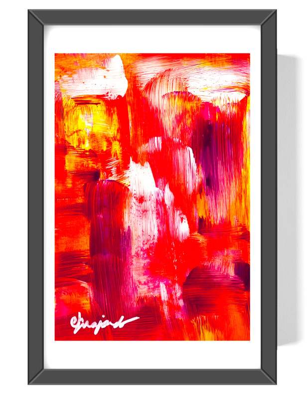 Guajardo Art: Fire Stone 9X6 Paper Bold Colorful Abstract Wall Art