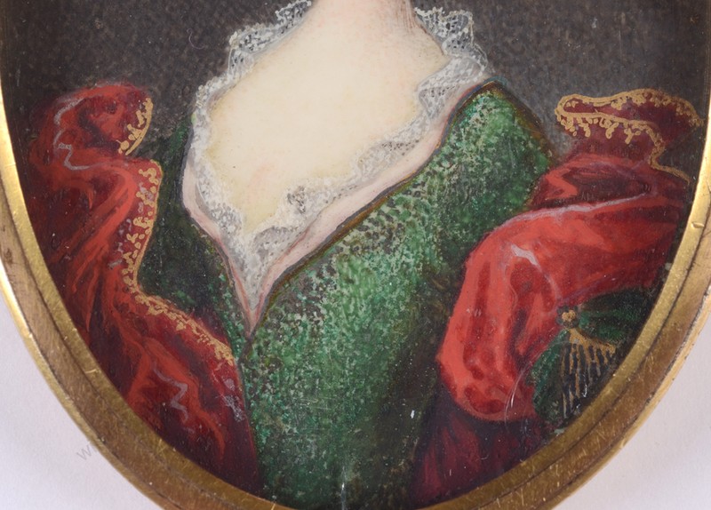"Portrait of an aristocratic lady", fine German Rococo miniature, ca. 1730 gallery