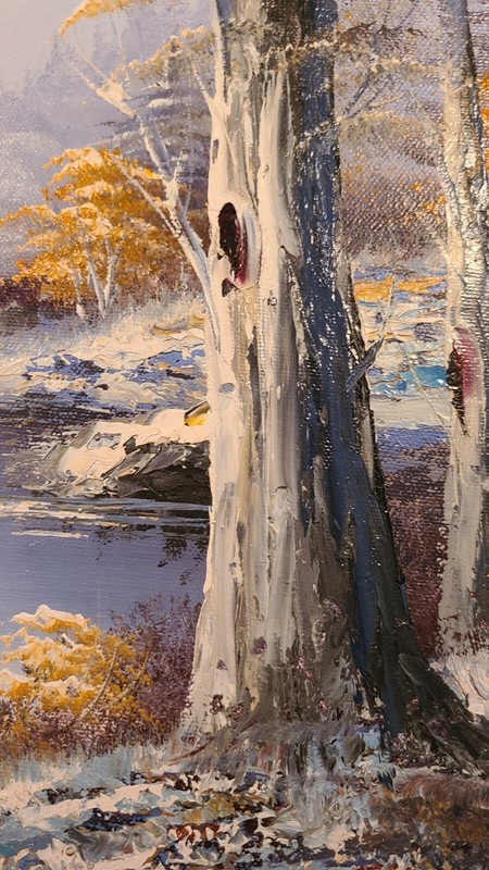 Vintage Framed Original Oil Painting mountains trees Landscape gallery