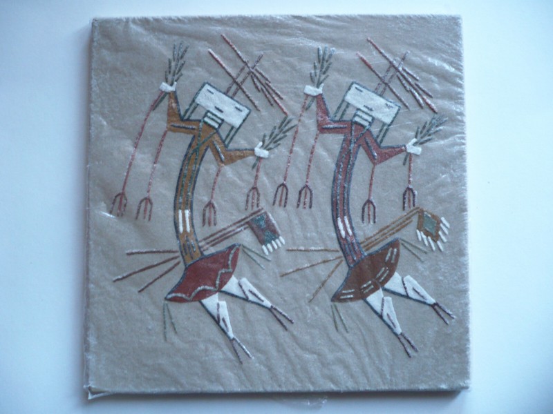 WATCHMAN, VINTAGE modern SAND PAINTING SANDPAINTING SAND ART TWO DANCING FIGURES gallery