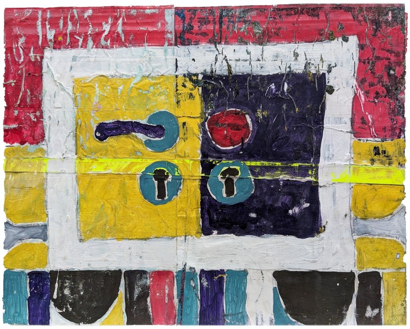 «HANNE – door on train» / framed painting / framed painting