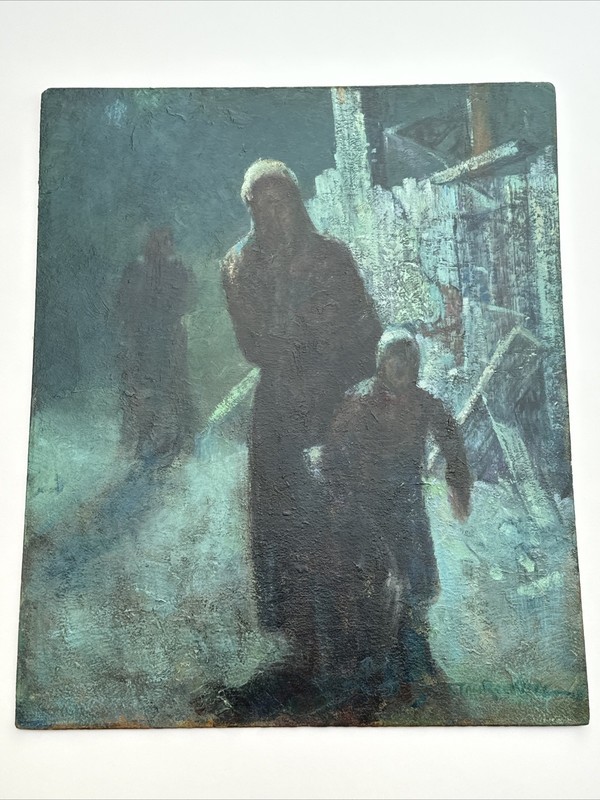 Antique Expressionist Painting Wpa Stanley Reckless Listed Famous Night Nocturn