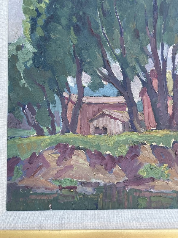 ANTIQUE PAINTING LANDSCAPE LISTED AMERICAN IMPRESSIONIST Kelly 1920’s Signed gallery