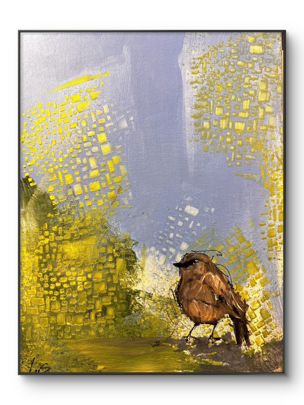 Original Abstract Expressionism 11×14 Bird Colorful Narture Signed Fine Art 147
