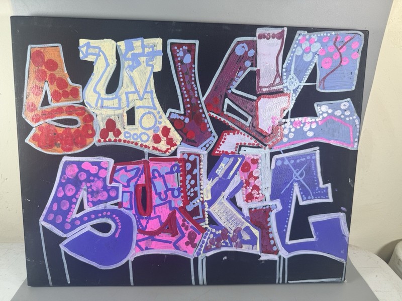 Original 1986 Wildstyle Graffiti Painting Canvas Unknown Artist 14x11 gallery