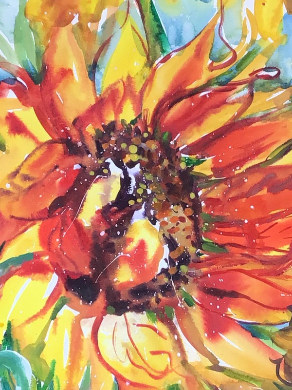 RED SUNFLOWER .Original Watercolor Painting gallery